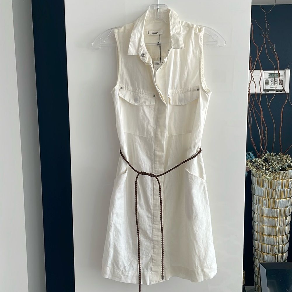 NWT Mango White Linen Dress Size 2 XS